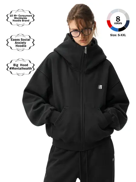 FDR Eases Social Anxiety Hoodie | Big Hood Oversized Zip Up Hoodie for Men & Women | High Neck Heavyweight Embroidered Letter Sweatshirt Loose Fit Casual Basic Long Sleeve Top Streetwear Classic Pant Set #Summervibes summerwins