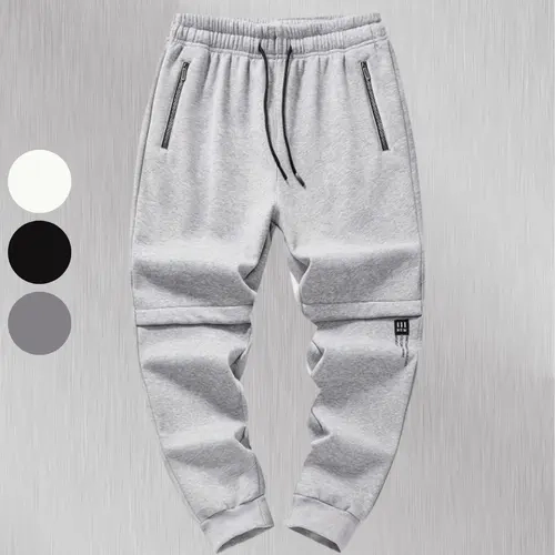 Men's Cuffed Jogger Pants - Cuffed Sweatpants, Polyester Material, Easy Elastic Waist, Relaxed Fit, Multiple Pockets, for Daily & Light Outdoor Activities