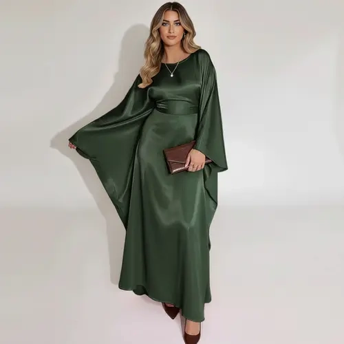 Bsubseach Women Plus Size Kaftan Dresses Moo Moos for Women Swimsuit Cover Up Swimwear Batwing Satin Caftan Beach Dress