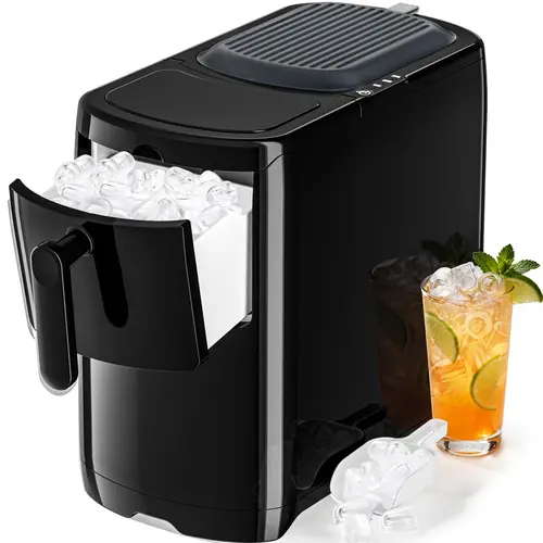 Electactic Portable Countertop Ice Maker with Self-Cleaning, Transparent Lid, One-Touch Operation, Ice Scoop for Home, Kitchen, Office(Black)