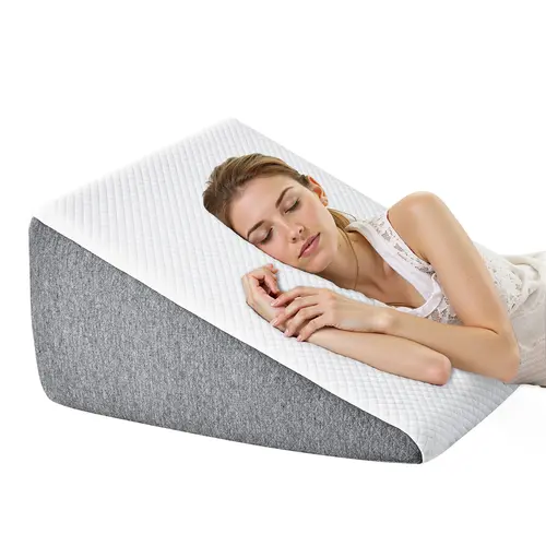 Sweetcrispy Premium Memory Foam Bed Wedge Neck Pillow - Supportive Sleep Cushion with Machine Washable Anti-Allergic Cover, Triangle Design, Moisture-Resist Core, Bed Support Solutions for Neck Pain Relief, Cooling Bedding