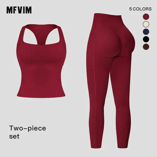MFVIM Women's 2-Pcs Matching Workout Set - Breathable Activewear, Lightweight Compression Sports Clothing, Casual Gym Wear for Spring Fitness & Daily Athleisure (Back to School, Back to School Haul, Sohochic)