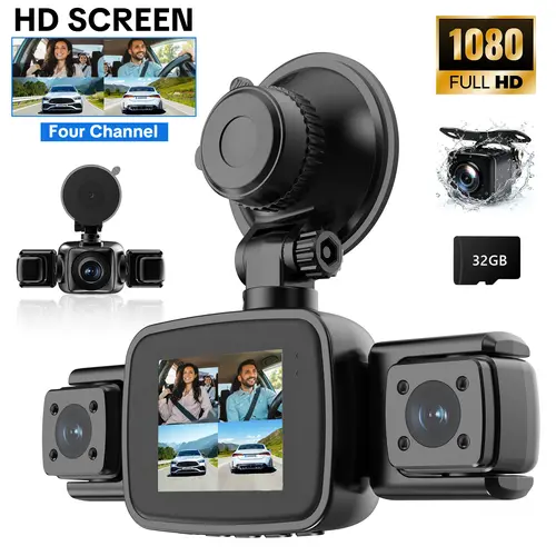 【PASLDA】Black Friday Deals 2026| Rotatable 4-Channel WiFi Dash Cam, 4-Lens 360° Surround View DVR, Includes 64GB Card, HDR Night Vision, Impact Lock, Plug & Play, No Built-in Battery, Auto Loop Recording