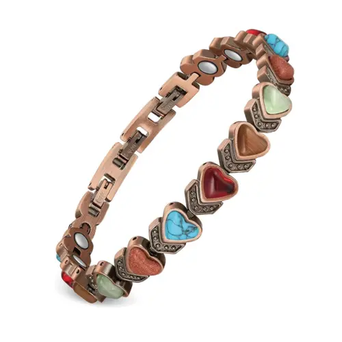 Women's Crafted Pure Copper Magnetic Smart Wearable Bracelet - Agate Gemstone-Inlay, Fashionable Luxury & Individuality Jewelry, Elevate Your Style & Wellness, Ideal Daily Wear Gift