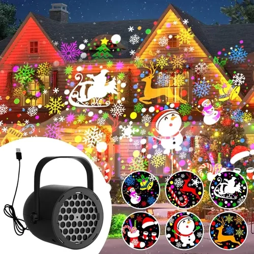 Joytutus 16-Pattern USB-Powered LED Christmas Projector Light - Car & Home Decor Snowflake Lamp, Easy-to-Use Car Electrical Appliance to Enhance Party Atmosphere, Car And Home Decor