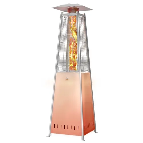 Pyramid Propane Patio Heater - 48000 BTU Sturdy Steel Portable Outdoor Heating Unit with Adjustable Knob Control, Safety Features, Rolls on Wheels, Ignition for Home Garden Backyard Deck