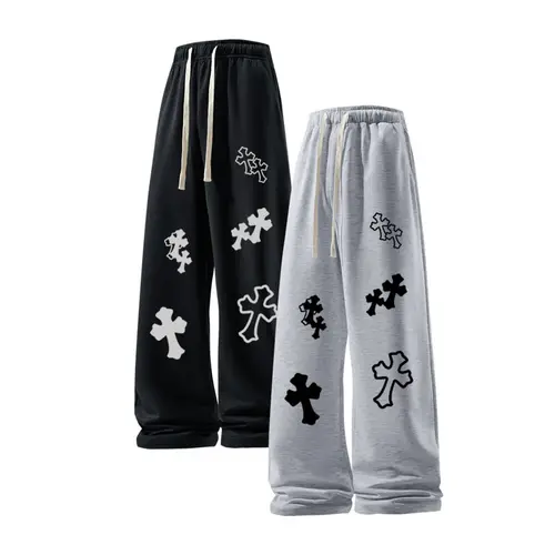 #FallStyle Men's Sweatpants - 60.1% Cotton 39.9% Polyester Mid-Waist American Straight-Leg Classic Printed Stylish Casual Loose Menswear Sports Lounge Pants, Durable Multi-Color All-Seasons Cozy Unisex Bottoms