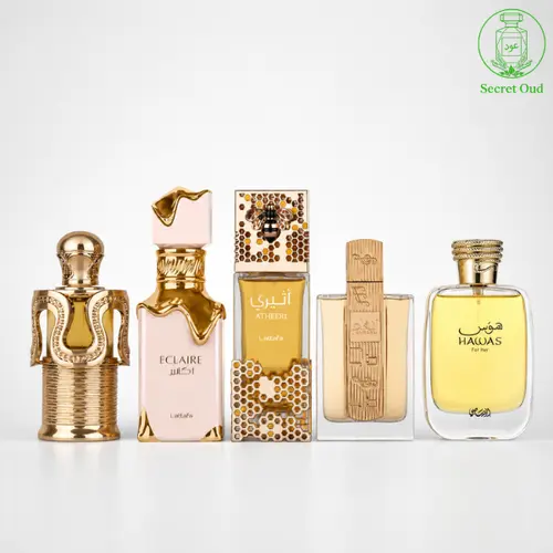 Ana Abiyedh Scarlet + Angham + Teriaq + Eclaire Banoffi + Haakem - Fragrance Gift Bundle