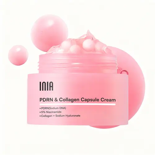 INIA PDRN + Peptide Face Moisturizer for Adults - 5% Niacinamide, Salmon DNA, Collagen, Fresh PDRN Capsules, Damage Repair, Firming, Hydrating Anti Aging Moisturizer for Sensitive Skin, Layer w/ Sunscreen & Makeup