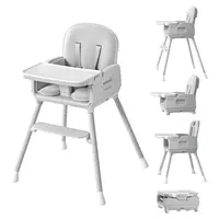 Convertible Baby High Chair - Baby Furniture with Safety Harness, Removable Tray, Booster Seat, PU & Iron Build, Adjustable Easy-Clean Design for Small Spaces, Portable Foldable Highchair