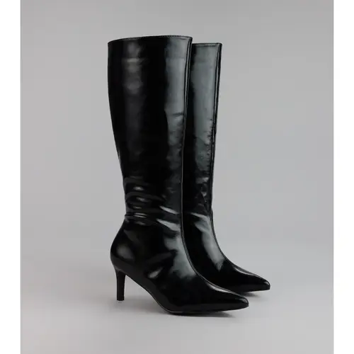 Sleek Stance Faux Leather Stiletto Boots