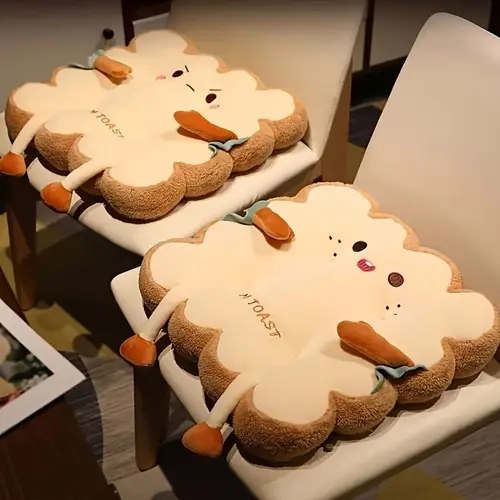 Cute Cartoon Toast Shaped Seat & Back Cushion, 1 Count Comfortable Polyester Seat Cushion, Fatigue Resistant Hand Washable Pillow for Home Office Car, Back Cushion for Office Chair