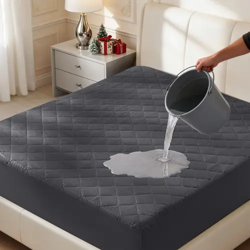 Shilucheng Queen Size Bamboo Waterproof Mattress Pad - 60"x80", OEKO-TEX Certified, Soft Quiet Noiseless Pad, Mite-Resistant, Breathable, Cooling, Spillsafe Barrier, Waterproof Spill Shield, Deep Pockets, Washable, for Kids' Bedrooms
