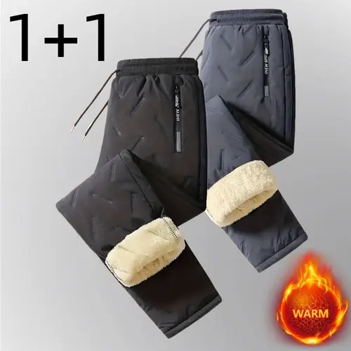 Men's 2-Pack (1+1 Pack) Thermal Lined Windproof Fleece Jogger Trousers, Fall Winter Warm Workout Joggers Pants, Casual Athletic Bestselling Sports Bottoms