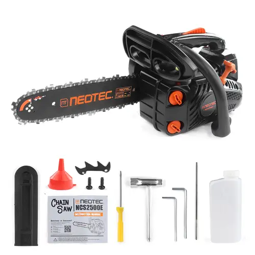 【DealsForYouDays】NEOTEC 25.4cc 12'' Top Handle Gas Chainsaw NCS2500E, 2-Stroke Lightweight Portable, Easy Start, Fuel-Efficient for Tree Cutting & Wood Pruning, Ideal for Women & Elderly Users