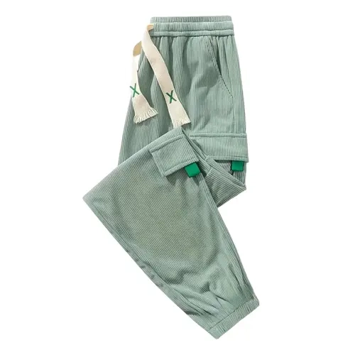 Men's Classic Fit Warm Corduroy Extra Long Plus Size Plain Jogger Pants - Casual Elastic Waist, Adjustable Drawstring, Multi-Pocket Carry, Regular-Leg, Fitted Polyester Work Sportswear (2XL)