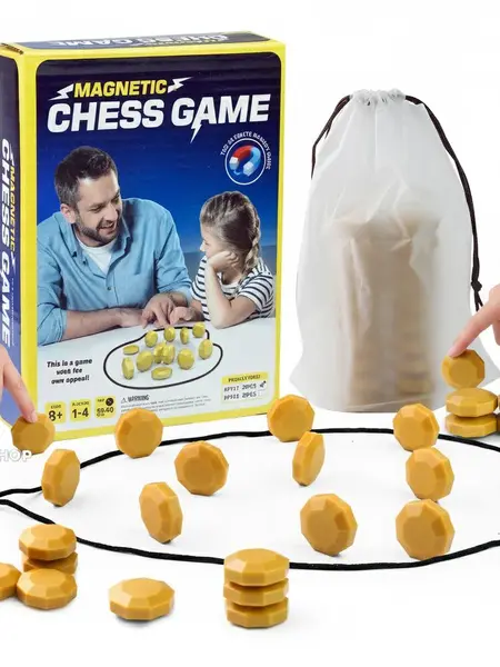 Magnetic Chess Game Toy for Kids, Fun Strategy Board Game with Magnetic Pieces, Game Rope & Storage Bag, Family Tabletop Puzzle Toy for Boys Girls Adults