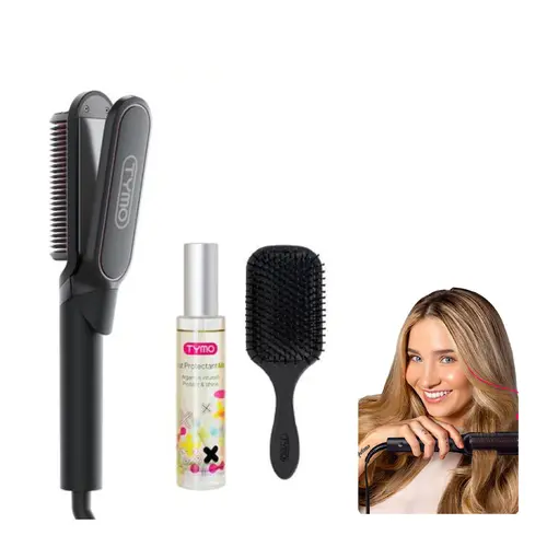 [Live Only] TYMO FLIPRO Multifunctional Hair Straightener - 2-in-1 Heated Comb & Curling Barrel for Silk Press, Smooth Frizz-Free Shine, 5 Temperature Settings, Ceramic Coating, Anti-Burn Teeth, Heat Protectant
