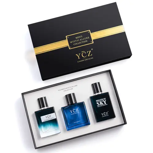 [YCZ] Men's Mystic Allure Collection | 3 × 50 mL | Midnight Marine, Club Gent's Aroma & Breath of Sky | Men's Fragrance Gift Set | Parties & Everyday Wear, Three Signature Scents, Three Distinct Expressions of Modern Masculinity