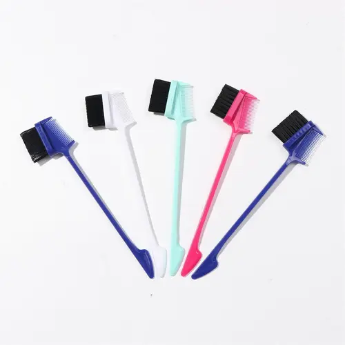 Megalook 1 Pcs Hair Edge Brush Double Sided Control Hair Brush Comb Color random Haircare Heatless