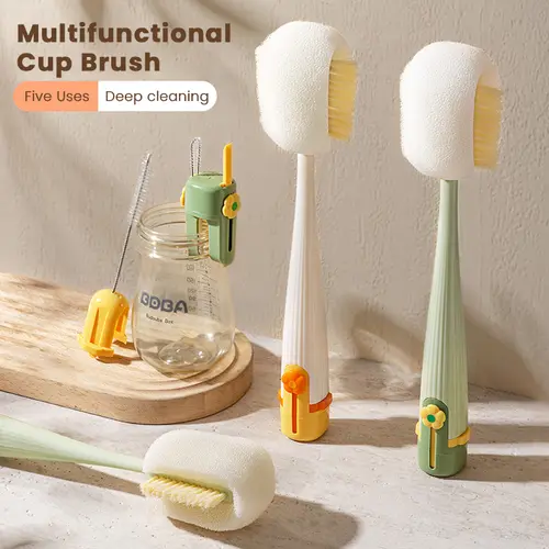5-in-1 Multifunctional Bottle Washer Brush, Ideal for Cleaning Cup Lids, Home Kitchen Chores