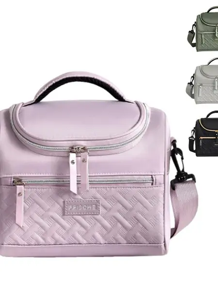 2.11gal Durable Oxford Cloth Lunch Bag, Aluminum Foil Insulated Lunch Bag with Zippered Compartments and Adjustable Shoulder Strap - Simple Everyday Use Bag