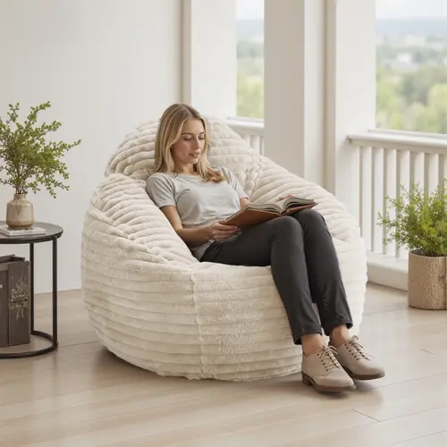 39-Inch Memory Foam Bean Bag Chair with Backrest and Armrests - Adult Furniture, Soft Squishy Living Room Couch, Bedroom Dorm Indoor Sofa