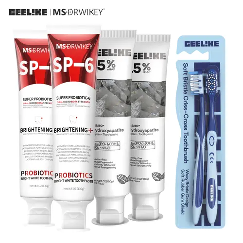 MSDRWIKEY SP-6 Nanoscale Hydroxyapatite Remineralizing Toothpaste (2-Tube Multi-Pack, 24-Month Shelf Life) - Antibacterial, Fresh Mint, Daily Brightening Oral Care, Non-Toxic Oral Health Packaged Toothpastes