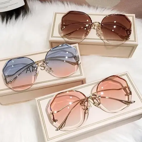 Women's 3-Pack Vintage Square Sunglasses - Steel Frame, Lightweight Durable Sunglasses, UV400 Eye Guard, Tinted Semi Rimless Lenses, Oversized Fit Female Eye Fashion Accessories for Beach Days, Outdoor Activities