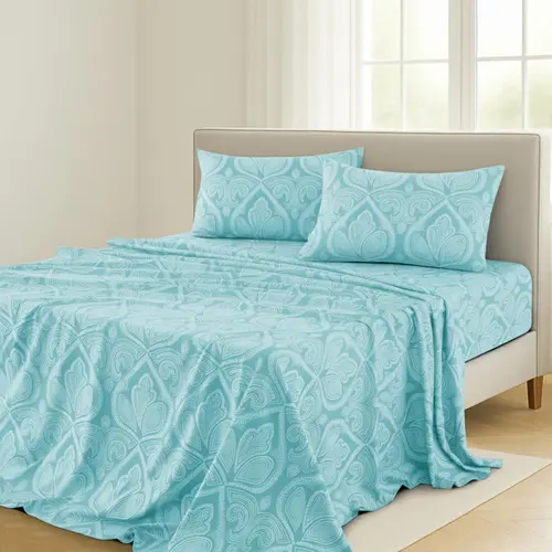LDC LUX DECOR COLLECTION 4-Piece Paisley Print Bedding Set - King/Queen Size, 16" Deep Fit Pockets, Soft Wrinkle Resistant, Durable Fabric for Repeat Washes, Hotel-Luxury Breathable Cooling Bed Sheets, Summer Gift