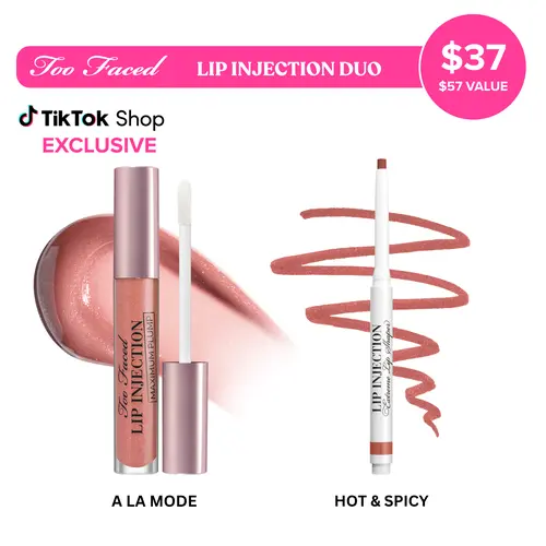 Too Faced Lip Injection Duo - Lip Injection Maximum Plump Hydrating Lip Plumper Gloss + Lip Injection Extreme Lip Shaper