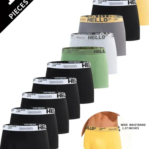 10PCS Men's Boxer Men, Soft Comfortable Knit Fabric Fitted Boxer Brief Men, Men's Panties Wide Waistband Design, Stylish Casual Daily Wear & Outdoor Activities, Elastic Knit Underwear
