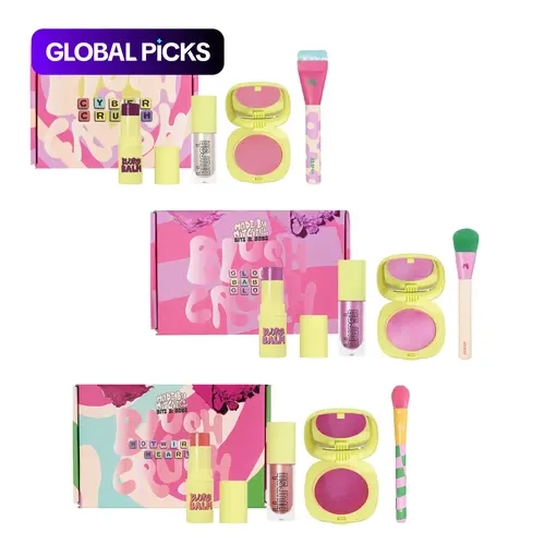 [Made by Mitchell] Bits & Bobs Collection – Glow Baby Glow Blush Bundle, Blush, Highlight, Balm & Brush Face Makeup Set for Glowy Cheeks