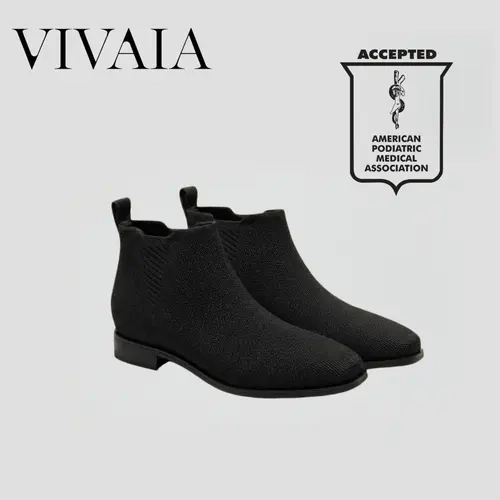VIVAIA Women's Square-Toe Chelsea Boots - Ryan Slip-On, 2.5cm Sugarcane EVA+Rubber Sole, Water-Repellent, Arch Support, Easy Wear Knit Footwear for Business, Brunch to Office, Slip-On in Seconds