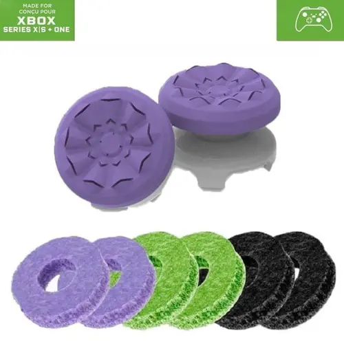Precision Rings Aim Boost Kit for PlayStation 5 (PS5)/PlayStation 4 (PS4) Gaming Controllers - Purple Rubber Joystick Thumbstick, Black Plastic Console Accessories