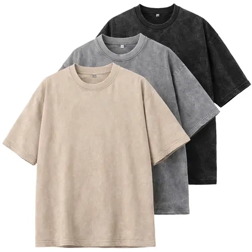 VILIGO Women's 3-Pack Basic Acid Wash Cotton Tshirts, Crew Neck Short Half Sleeve Loose-Fitting Y2K Plain Summer Casual Tops, Machine Washable