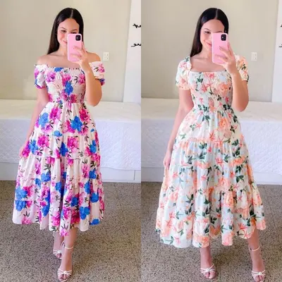 Women's Sweet French Style Dress with Floral Butterfly Print, Elegant A-Line Polyester Casual Wear for Summer Holiday