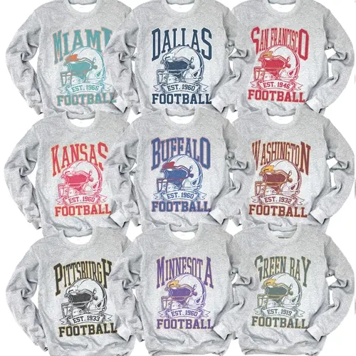 Vintage Football Helmet Graphic Sweatshirt Heather Gray Unisex Football City Pullovers Crewneck Vintage City Helmet Sweater