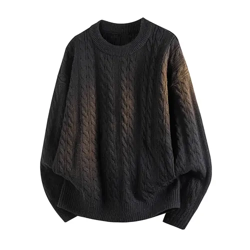Men's Nylon-Polyester-Acrylic Long Sleeve Crewneck Pullover - Classic Loose Vintage High-End Simple Comfortable Skin-Friendly Versatile Elegant Basic Casual Knitwear, Ideal for American Street Outdoor, Evening Wear
