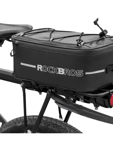 ROCKBROS Bike Rack Bag Saddle Pannier Bag Waterproof 6L or 9L for Cycling with Reflective Stripes and Red Tail Light