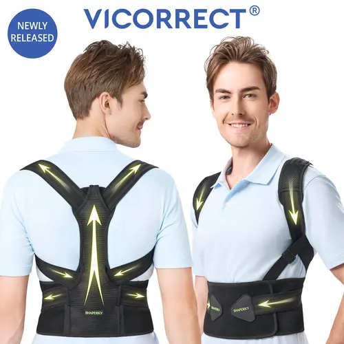 Vicorrect Dragon Bone Pro Series Posture Corrector Support Brace - Adjustable Nylon Back Posture Strap for Adults & Women, Prop 65 Safe Anti-Hunchback Tool for Neck & Shoulder Support, Various Body Types Fit