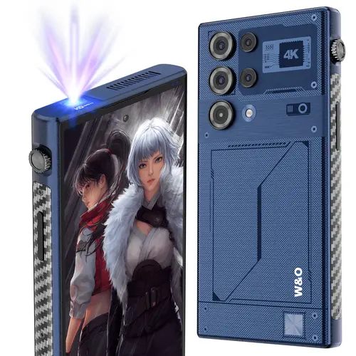 2025 Unlocked Android Projector Phone with 120Hz Giant Screen, 12000mAh 5G Dual SIM, 12GB/512GB, 68MP Camera, Works with T-Mobile/AT&T/Verizon Smartphone, Cellphone
