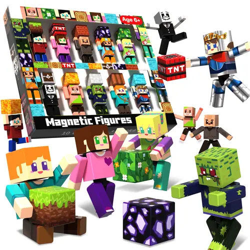 10 PCS Magnetic Action Figures Playset - Magnetic Building Blocks, Magnet Cubes and Rotatable Figures Character Toys for Kids, Summervibes Birthday Gift mothersdaygift for 6+ Year Old Boys Girls (Patent Pending),summerwins summerwins