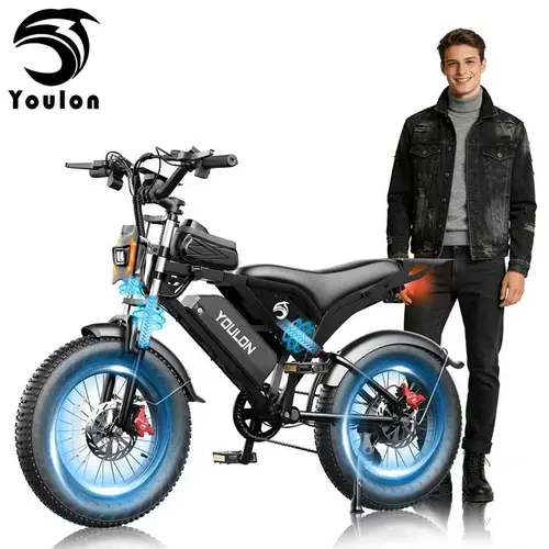 YOULON Electric Bike for Adults 1500W Peak 20" Fat Tire All-Terrain E-Bike 30 MPH Electric Dirt Bike for Road Sand Mountain Snow - 48V 23 AH Battery Powered Electric Motorcycle, Full Suspension E Bike summerwins