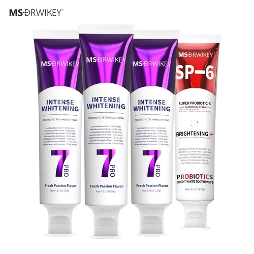 MSDRWIKEY 4-Piece Gentle Effective Toothpaste Set - Oral Selfcare Product for Teeth Whitening, Enamel Repair, Fresh Breath with Fruit Flavor