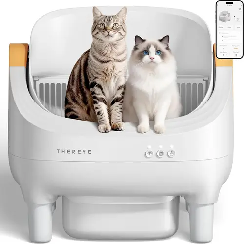 Thereye Open-Top Self-Cleaning Cat Litter Box, Automatic with App Control Wifi Odor-Free Waste Disposal Includes Trash Bags Litterbox  for kittens weighing from 3 to 30 pounds.#SummerVibes #petlovers