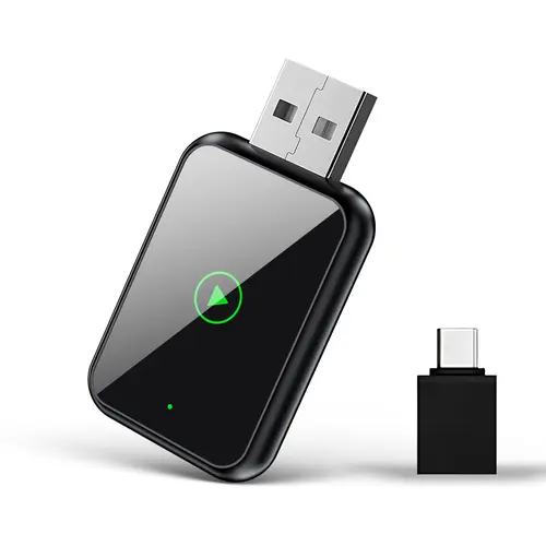 2026 2-in-1 Wireless CarPlay Adapter - Universal Car Converter, 5V Port Protect Car Charger, iOS+Android Ready, Wired-to-Wireless for Factory-Wired CarPlay/Android Auto Vehicles, Auto-Connect BT/WiFi, Portable Fast Charging, 24/7 Support