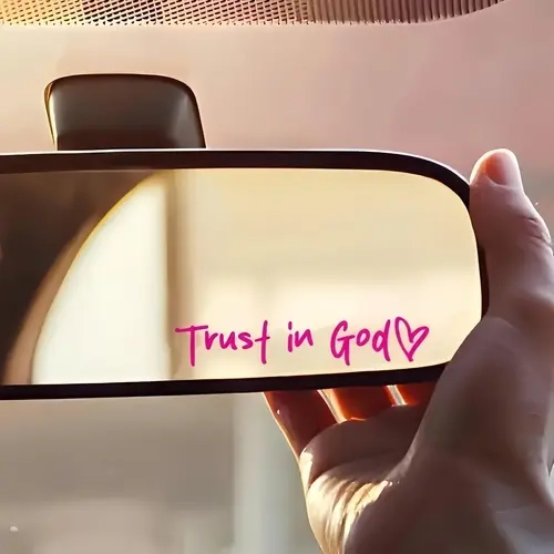 Traditional 2-Piece Self-Adhesive Religious Car Sticker Set - Hexagon, Letter & Heart Patterns, Easy Apply, Windshield Ready, Stickers for Messages, Rearview Mirror/Interior Decor, Exterior Personalization