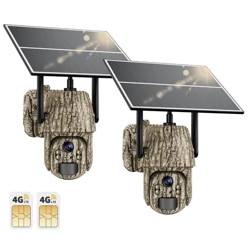 [Live Only] 4G LTE Cellular Solar Outdoor Security Camera - 2K HD, 360° View, Built-in Cellular Card, No WiFi, Remote Access, Rechargeable, Wall Mount, Motion Sensor, Game/Deer Use, Local Storage, Data Replenishment Required