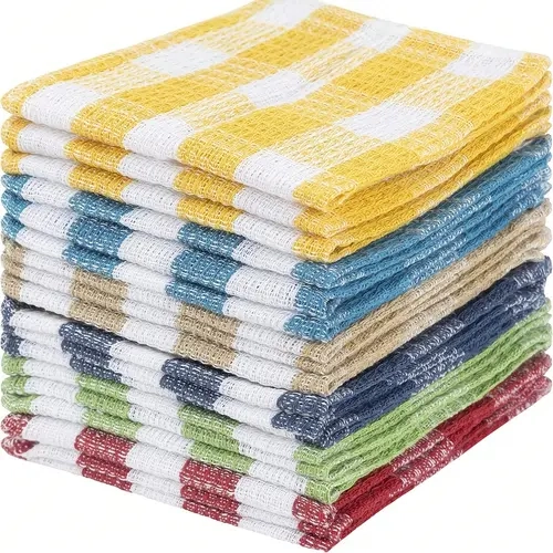 12pcs 100% Cotton Multi-Purpose Ultra-Absorbent Cleaning Cloths Gift Set, Quick-Drying Kitchen Towels, Hand-Wash Only Cleaning Tools (Mixed Colors)